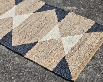 Tappeto da corridoio in iuta e canapa intrecciato a mano: tappeto intrecciato boho