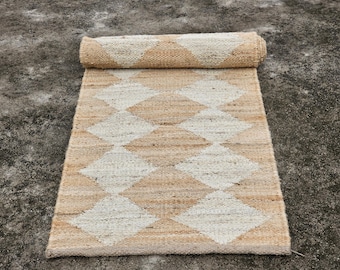 Handwoven Jute Hemp Runner : Bohemian Braided Area Rug Entryway Stair Runner Outdoor kitchen, Bedside