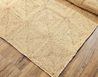 Natural Jute Rug Jute Braided Rug 8X10 Bohemian Jute Rug Rectangular Jute Rug Boho Decor Rug Jute Area Rug Square Jute Rug Custom Size Rugs