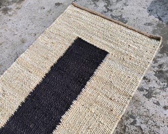 2x6,2x20 Handmade Tufted Hemp Jute Runner, Hand loom Hemp Area Rug ,Hallway Decor Hemp Rug Stair Boho runner, Custom Size Rug