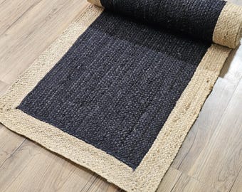 Natuurlijk jute vloerkleed | Gang- en haltapijt van natuurlijke vezels | Handgeweven milieuvriendelijk tapijt| Rustieke boho-boerderijstijl | Boho decortapijt