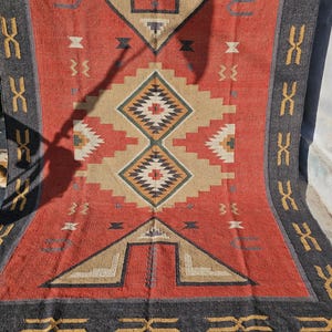 Tapete Kilim de lã tecido à mão: decoração vintage boho para casa (8x10, 9x12)