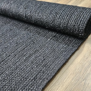 Handmade Black Jute rug Large Area Rug Handwoven Jute Rug Natural Jute Rug Bohemian Rug  Boho Decor Rug  Hand Braided Jute Rug Custom Rug