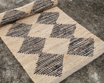 Handmade Tufted Hemp Jute Runner, Area Jute Rug Hand loom Hemp Area Rug ,Hallway Decor Hemp Rug Stair Boho runner, Custom Size Rug