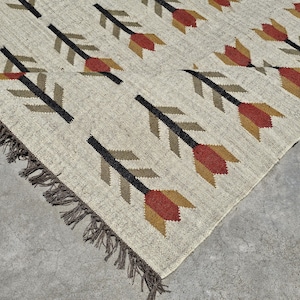 Handgewebter Kelim Teppich aus Wolle: Vintage Flachgewebe