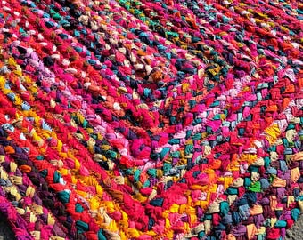 Braided Cotton Runeer Rug, Handmade Chindi Cotton Carpet, Bohemian Eco Rugs,Custom Size,Colorful Boho Rug Home Decor Rug,, Decorative Rug