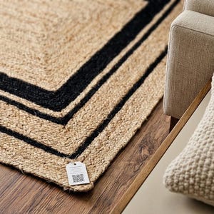 Handwoven Jute Rug Hand Braided Natural Jute Rug, Rectangle Rug, Large Area Rug Square Carpet, Oriental, Braided Carpet, Bohemian Runner Rug