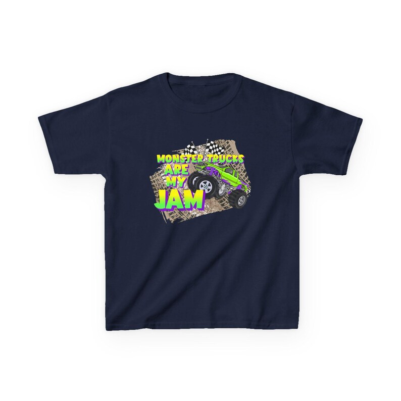 Monster Trucks Are My Jam | Kids Heavy Cotton Tee image 12