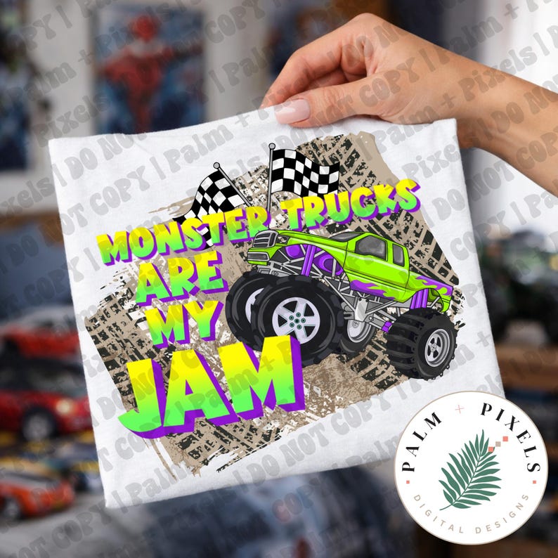 Monster Trucks Are My Jam | Kids Heavy Cotton Tee image 1