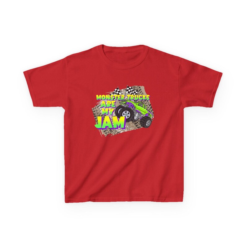 Monster Trucks Are My Jam | Kids Heavy Cotton Tee image 14