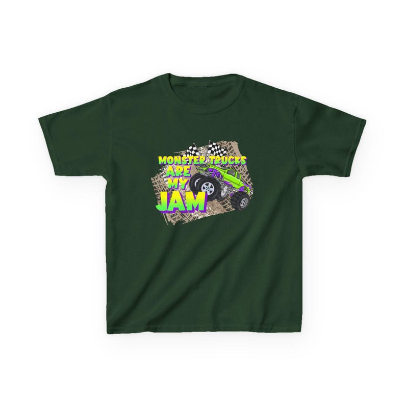 Monster Trucks Are My Jam | Kids Heavy Cotton Tee image 8