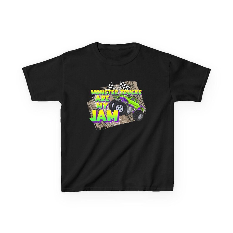 Monster Trucks Are My Jam | Kids Heavy Cotton Tee image 2