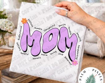 Camiseta "Palabras para describir a mi mamá" / Camiseta con colores cómodos / Regalo de cumpleaños para el Día de la Madre