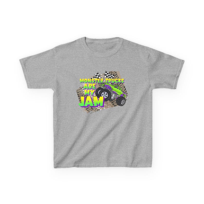 Monster Trucks Are My Jam | Kids Heavy Cotton Tee image 3