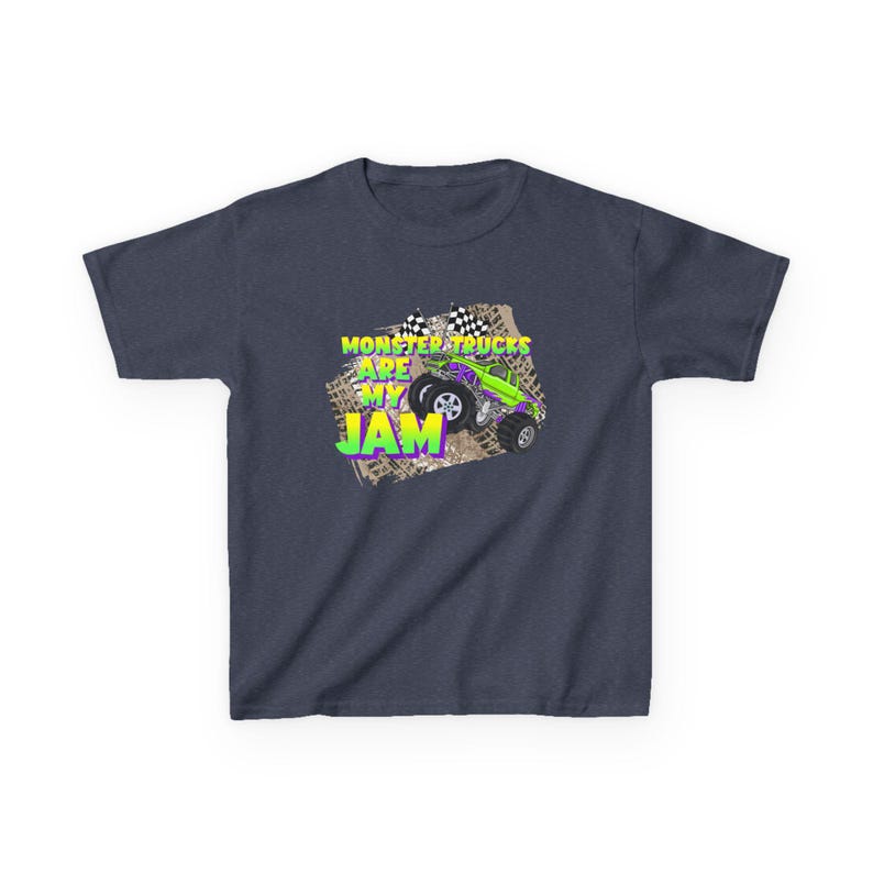 Monster Trucks Are My Jam | Kids Heavy Cotton Tee image 13