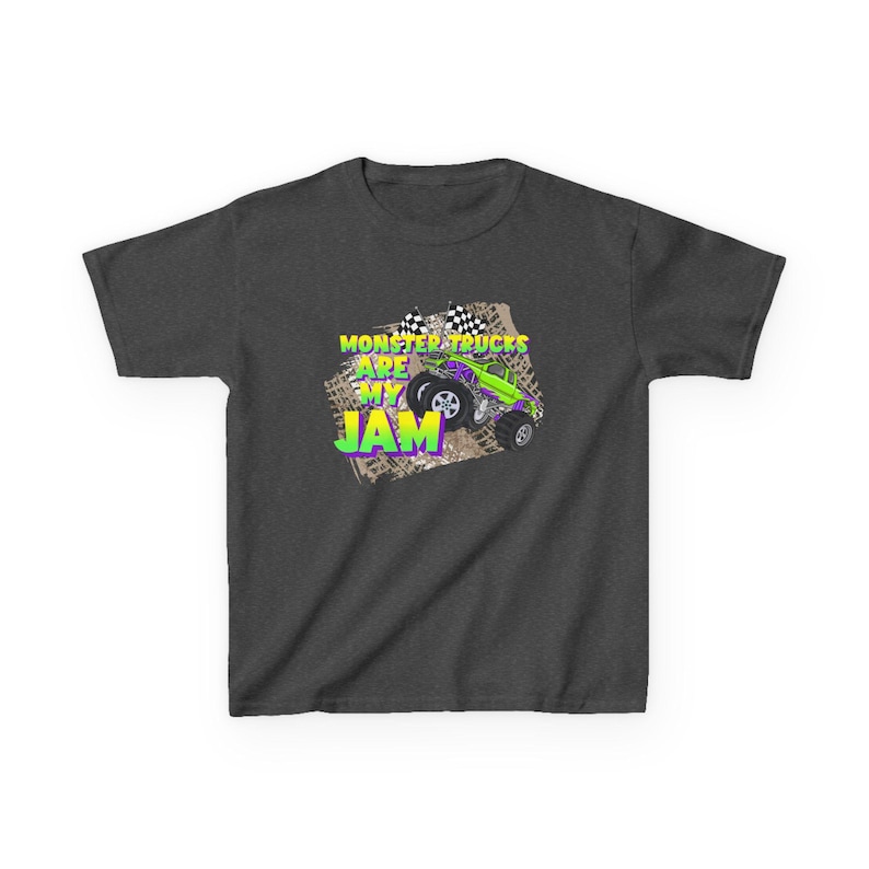 Monster Trucks Are My Jam | Kids Heavy Cotton Tee image 9