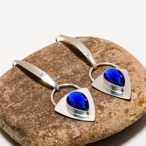 Blue Sapphire 925 Sterling Silver Earring, Gemstone Earring, Handmade Earring, Beautiful Earring, Designer Earring, September Birthstone
