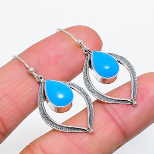Sleeping Beauty Turquoise 925 Sterling Silver Earring, Gemstone Earring, Handmade Earring, Elegant Earring, Unique Earring, Gift For Friends