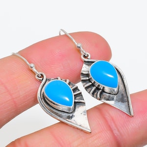 Sleeping Beauty Turquoise 925 Sterling Silver Earring, Gemstone Earring, Handmade Earring, Elegant Earring, Women Earring, Birthday Gift