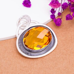 Citrine 925 Sterling Silver Pendant, Gemstone Pendant, Handmade Pendant, Beautiful Pendant, Unique Pendant, Designer Pendant, Gift For Her