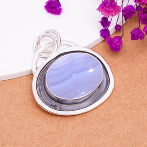 Blue Lace Agate 925 Sterling Silver Pendant, Gemstone Pendant, Dainty Pendant, Women Pendant, Unique Pendant, Boho Pendant, Gift For Friends