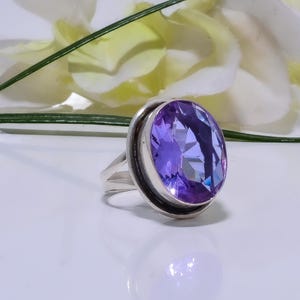 Anel de prata esterlina 925 Alexandrita, anel com pedra preciosa, anel feito à mão, anel ajustável, anel feito à mão, anel vintage, anel elegante, presente para ela