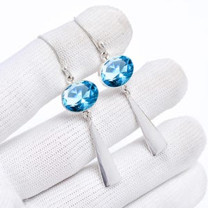 Blue Topaz 925 Sterling Silver Earring, Gemstone Earring, Handmade Earring, Elegant Earring, Women Earring, Designer Earring, Gift For Her