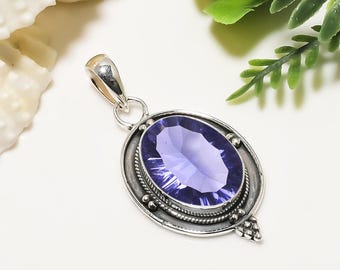 Iolite Gemstone 925 Sterling Silver Pendant, Designer Pendant