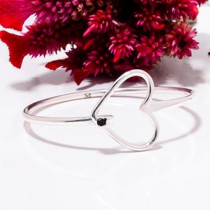 Schöner Armreif, 925 Sterling Silber Armreif, handgemachter Armreif, niedlicher Armreif, Frauen Armreif, Herz Armreif, Silber Herz Armreif, Geschenk für sie