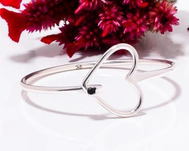 SILVER925 HEART DESIGN BANGLE/シルバー/バングル Handmade Sterling Silver Heart Bangle: 925 Silver - Etsy