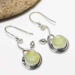 Prehnite 925 Sterling Silver Earring, Gemstone Earring, Unique Earring, Boho Earring, Handmade Earring, Beautiful Earring, Anniversary Gift