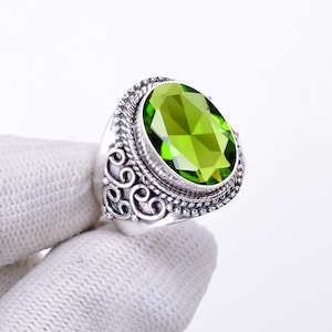 Green Tourmaline 925 Sterling Silver Ring, Gemstone Ring, Adjustable Ring, Handmade Ring, Elegant Ring, Designer Ring, Birthday Gift