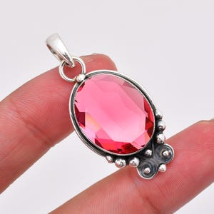 Pink Rubellite Tourmaline 925 Sterling Silver Pendant, Gemstone Pendant, Elegant Pendant, Handmade Pendant, Charm Pendant, Girls Pendant