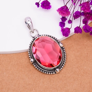 Pink Rubellite Tourmaline 925 Sterling Silver Pendant, Gemstone Pendant, Handmade Pendant, Elegant Pendant, Amazing Pendant, Birthday Gift