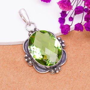 Green Amethyst 925 Sterling Silver Pendant, Gemstone Pendant, Designer Pendant, Handmade Pendant, Women Pendant, Elegant Pendant