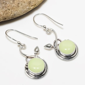 Lemon Chrysoprase 925 Sterling Silver Earring, Gemstone Earring, Handmade Earring, Drop Dangle Earring, Beautiful Earring, Girls Earring