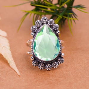 Green Tourmaline 925 Sterling Silver Ring, Gemstone Ring, Elegant Ring, Handmade Ring, Designer Ring, Adjustable Ring, Birthday Gift