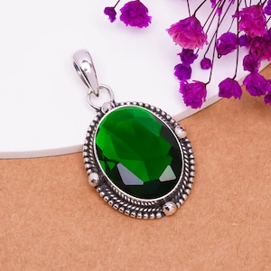 Chrome Diopside Gemstone 925 Sterling Silver Pendant, Handmade Pendant, Unique Pendant, Designer Pendant, Valuable Pendant, Gift For Her