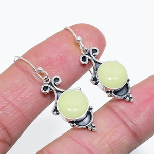 Lemon Chrysoprase 925 Sterling Silver Earring, Gemstone Earring, Drop Dangle Earring, Handmade Earring, Women Earring, Designer Earring