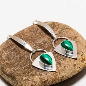 Malachite 925 Sterling Silver Earring, Gemstone Earring, Handmade Earring, Drop Dangle Earring, Women Earring, Unique Earring, Gift For Her