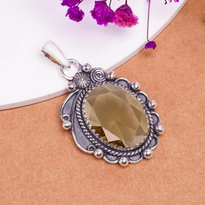 Smoky Quartz Gemstone 925 Sterling Silver Pendant, Gemstone Pendant, Amazing Pendant, Handmade Pendant, Girls Pendant, Designer Pendant