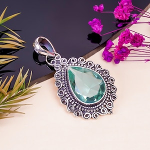 Aquamarine 925 Sterling Silver Pendant, Gemstone Pendant, Elegant Pendant, Amazing Pendant, Designer Pendant, Girls Pendant, Birthday Gift