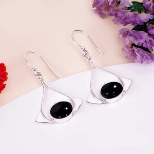 Black Onyx 925 Sterling Silver Earring, Gemstone Earring, Dainty Earring, Boho Earring, Handmade Earring, Birthday Gift, Gift For Her