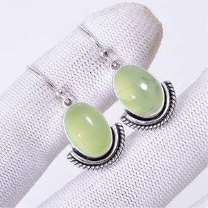 Prehnite 925 Sterling Silver Earring, Gemstone Earring, Handmade Earring, Drop Dangle Earring, Unique Earring, Elegant Earring, Gift For Her