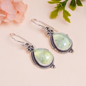Prehnite 925 Sterling Silver Earring, Gemstone Earring, Unique Earring, Drop Dangle Earring, Handmade Earring, Women Earring, Birthday Gift