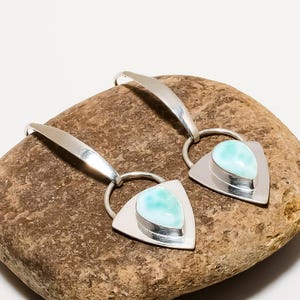 Larimar Gemstone 925 Sterling Silver Earring, Handmade Earring, Drop Dangle Earring, Designer Earring, Women Earring, Gift For Her