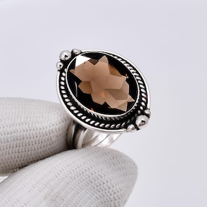 Smoky Quartz 925 Sterling Silver Ring, Gemstone Ring, Handmade Ring, Elegant Ring, Adjustable Ring, Boho Ring, Statement Ring, Gift For Her