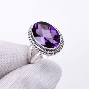 Purple Amethyst 925 Sterling Silver Ring, Gemstone Ring, Handmade Ring, Beautiful Ring, Adjustable Ring, Unique Ring, Birthday Gift