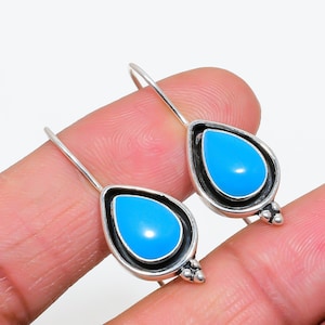 Sleeping Beauty Turquoise 925 Sterling Silver Earring, Gemstone Earring, Elegant Earring, Handmade Earring, Unique Earring, Gift For Friends