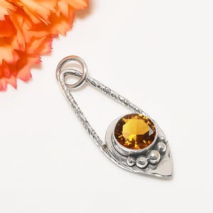 Citrine Pendant, 925 Sterling Silver Pendant, Gemstone Pendant, Handmade Pendant, Elegant Pendant, Vintage Pendant, Unique Pendant